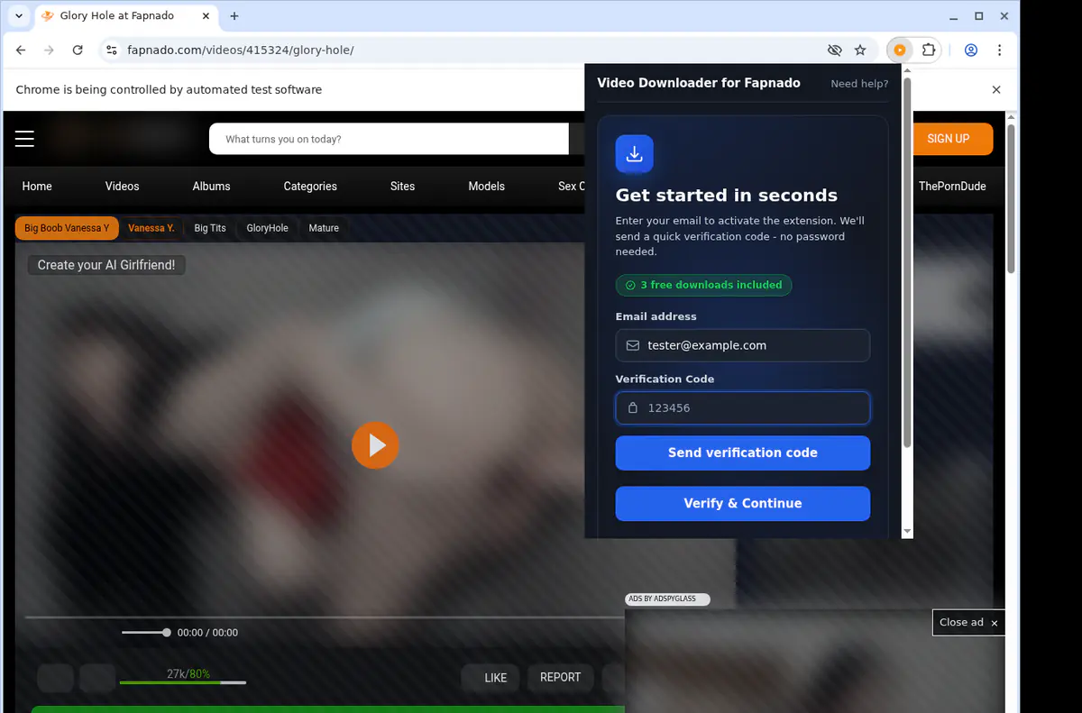 Fapnado Video Downloader browser extension screenshot 4